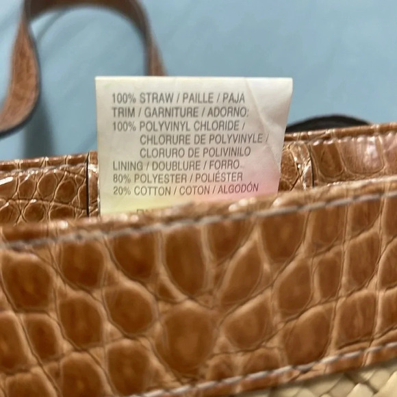 Gorgeous Vintage Liz Claiborne Straw and Faux Snake-print leather purse. 90s-Y2K - Picture 5 of 12